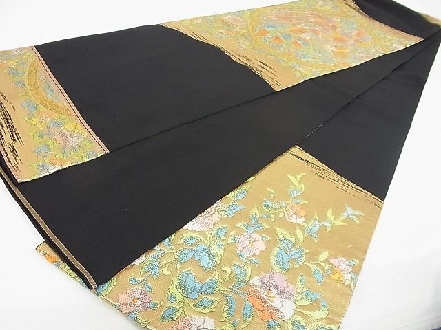 平和屋本店■極上 龍村美術織物 龍村製 六通柄 本袋帯 双鳳華文 黒地 金糸 正絹 逸品 KAAA10327kk4 - 平和屋