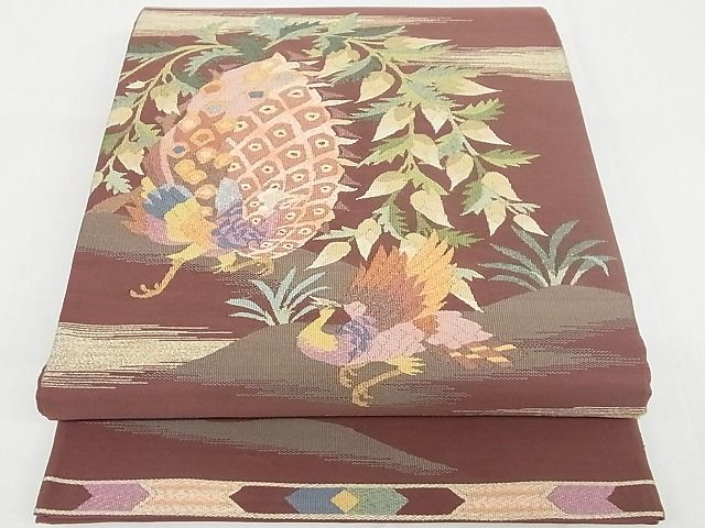 平和屋本店■極上 手織綴れ 山鹿清華 太鼓柄袋帯 孔雀 金銀糸 正絹 逸品 KAAA10331kk4 - 平和屋