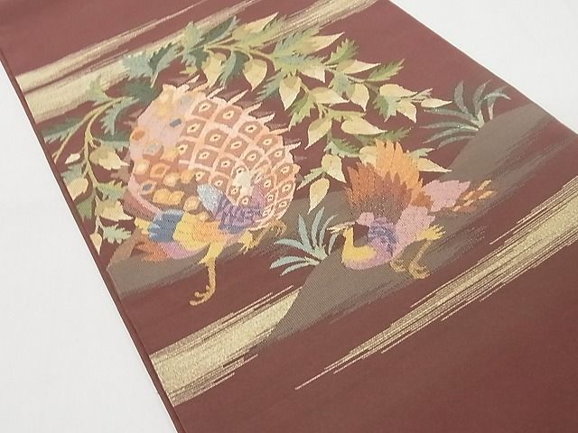 平和屋本店■極上 手織綴れ 山鹿清華 太鼓柄袋帯 孔雀 金銀糸 正絹 逸品 KAAA10331kk4 - 平和屋