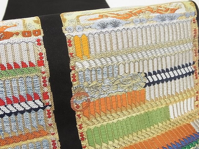 平和屋本店■極上 龍村晋謹製 本袋帯 縅毛錦 黒地 金銀糸 正絹 逸品 KAAA10343kk4 - 平和屋