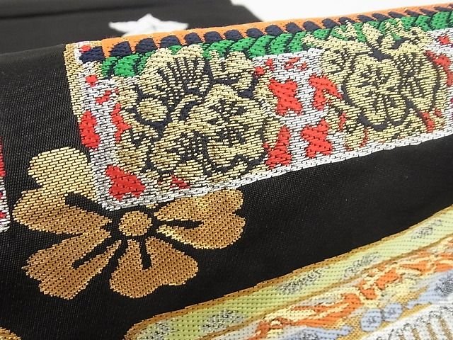 平和屋本店■極上 龍村晋謹製 本袋帯 縅毛錦 黒地 金銀糸 正絹 逸品 KAAA10343kk4 - 平和屋