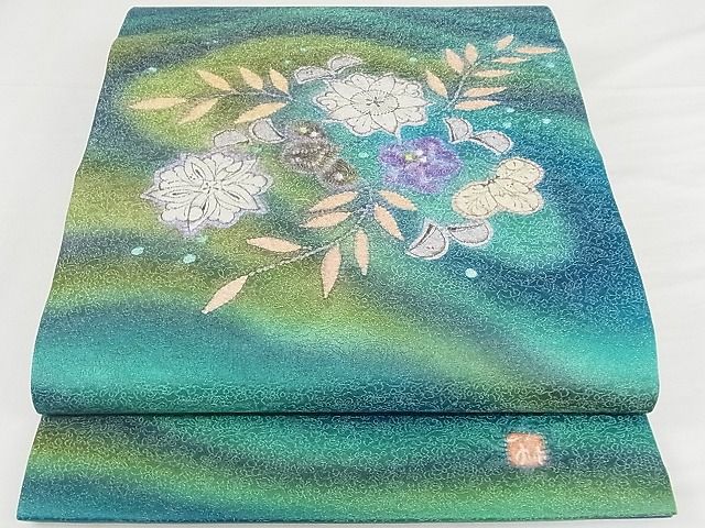 平和屋本店■最高級 二代目 久保田一竹 幻の辻が花 太鼓柄袋帯 絞り 暈し 金通し地 正絹 逸品 KAAA10375kk4 - 平和屋