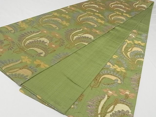 平和屋本店■極上 洛風林 工芸帯地 六通柄袋帯 枝花 金糸 正絹 逸品 KAAA10405kk4 - 平和屋