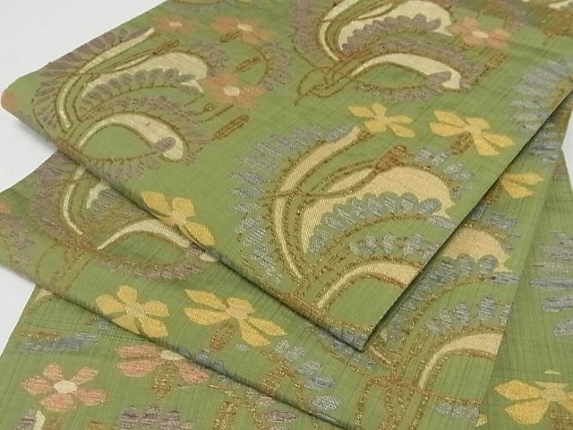 平和屋本店■極上 洛風林 工芸帯地 六通柄袋帯 枝花 金糸 正絹 逸品 KAAA10405kk4 - 平和屋
