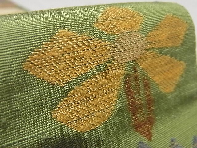 平和屋本店■極上 洛風林 工芸帯地 六通柄袋帯 枝花 金糸 正絹 逸品 KAAA10405kk4 - 平和屋