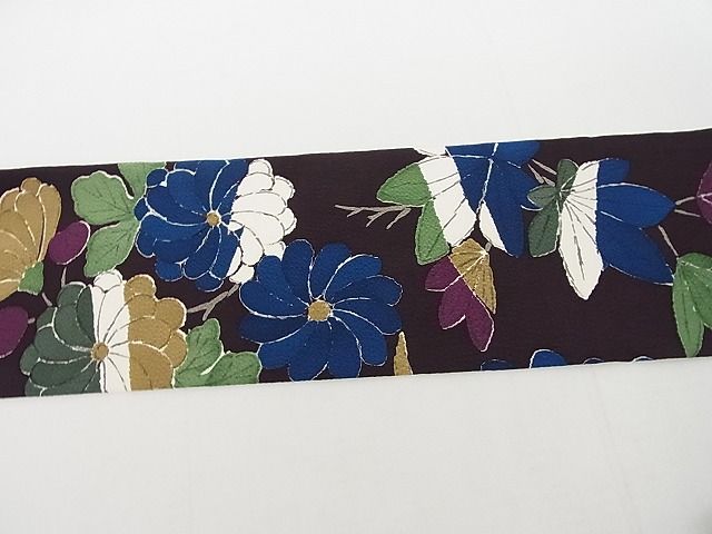 平和屋本店■極上 九寸名古屋帯 型染め 草花文 鬼しぼ縮緬 えり善扱い たとう紙付き 正絹 逸品 KAAA10431kk4 - 平和屋