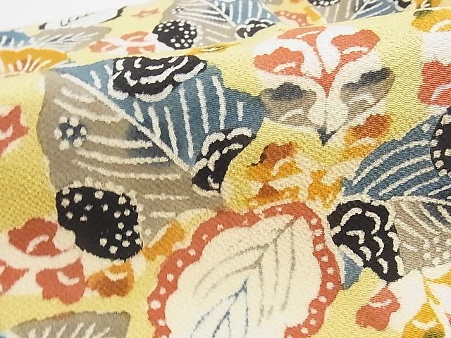 平和屋本店■極上 人間国宝 芹沢圭介 型絵染 九寸名古屋帯 桐牡丹文 鬼しぼ縮緬 落款有り 正絹 逸品 未使用 KAAA10631kk4 - 平和屋