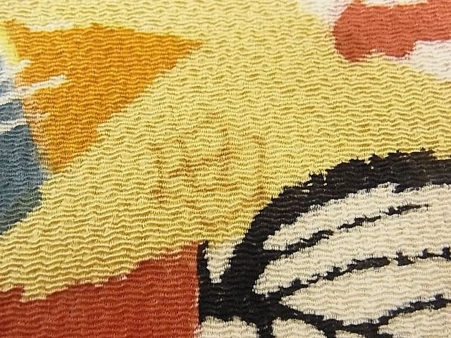 平和屋本店■極上 人間国宝 芹沢圭介 型絵染 九寸名古屋帯 桐牡丹文 鬼しぼ縮緬 落款有り 正絹 逸品 未使用 KAAA10631kk4 - 平和屋