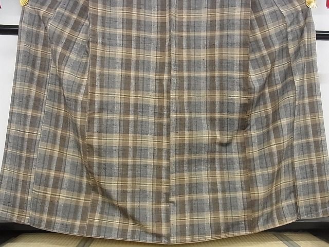 平和屋本店■極上 郡上紬 草木染 格子 正絹 逸品 未使用 KAAA1246kk4 - 平和屋