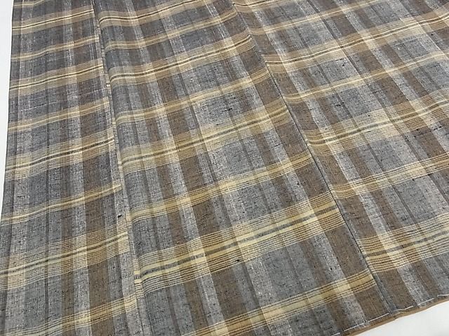 平和屋本店■極上 郡上紬 草木染 格子 正絹 逸品 未使用 KAAA1246kk4 - 平和屋
