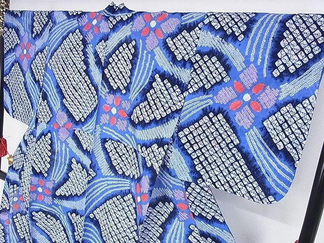 平和屋本店■極上 夏物 浴衣 有松鳴海絞り 幾何学花文 綿 逸品 KAAA1272kk4 - 平和屋