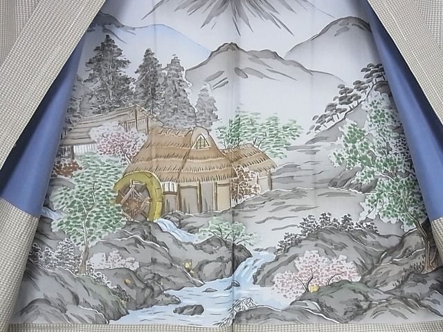 平和屋本店■極上 男性 本場縞大島紬 アンサンブル 格子 黒橡色×江戸鼠色 証紙付き 正絹 逸品 未使用 KAAA1277kk4 - 平和屋
