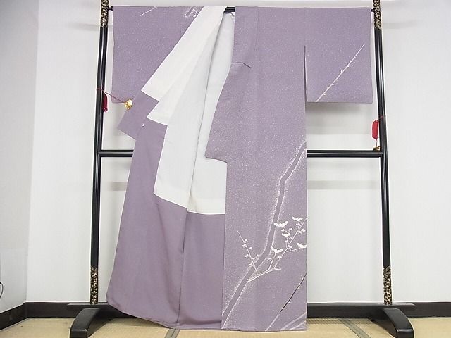 平和屋本店■極上 人間国宝 森口華弘 蒔糊友禅 蒔糊散らし 訪問着 枝梅文 金彩 伊勢丹 半色地 正絹 KAAA1394kk4 - 平和屋