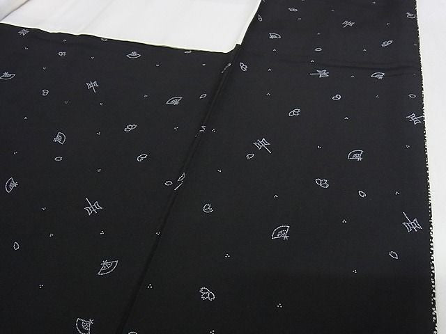 平和屋本店■極上 人間国宝 小宮康孝 型・篠原雄次 江戸小紋 夜桜 黒地 反端付き 正絹 逸品 未使用 KAAA1407kk4 - 平和屋