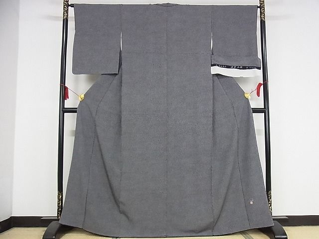 平和屋本店■極上 人間国宝 小宮康孝 型・篠原雄次 江戸小紋 夜桜 黒地 反端付き 正絹 逸品 未使用 KAAA1407kk4 - 平和屋