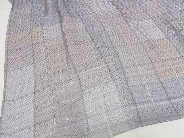 平和屋本店■極上 染色作家 斉藤三才 道行コート 単衣 格子 ロング丈 反端付き 正絹 逸品 KAAA1422kk4 - 平和屋