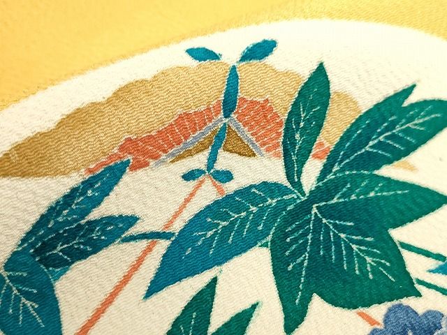平和屋本店■極上 本加賀友禅作家 木村雨山 九寸名古屋帯 牡丹舞蝶文 鬼しぼ縮緬 正絹 逸品 未使用 KAAA1559kk4 - 平和屋