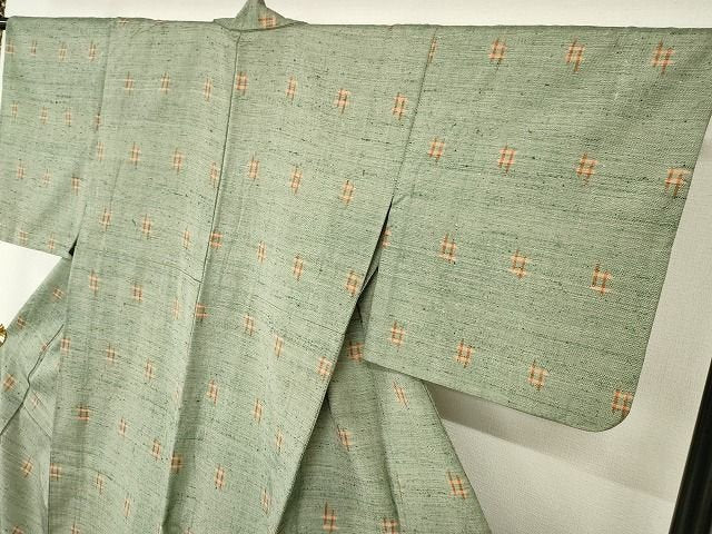平和屋本店■希少 ざざんざ織 単衣 井桁絣 正絹 逸品 KAAA1662kk4 - 平和屋