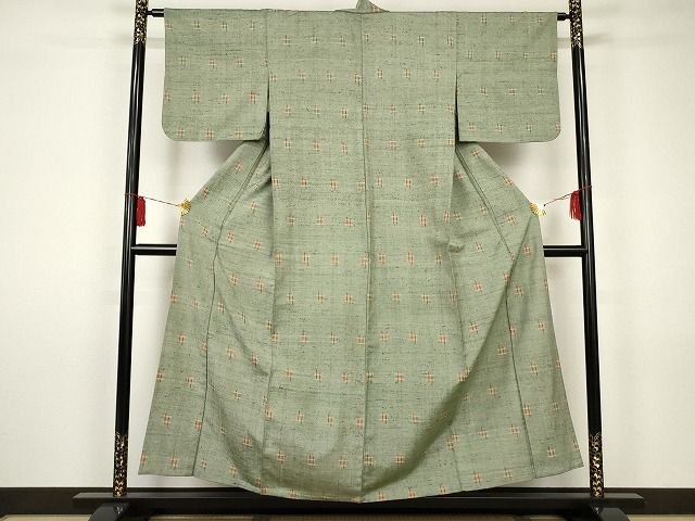平和屋本店■希少 ざざんざ織 単衣 井桁絣 正絹 逸品 KAAA1662kk4 - 平和屋