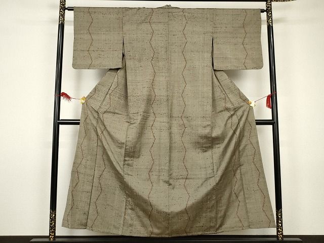 平和屋本店■希少 ざざんざ織 単衣 よろけ縞 正絹 逸品 KAAA1663kk4 - 平和屋