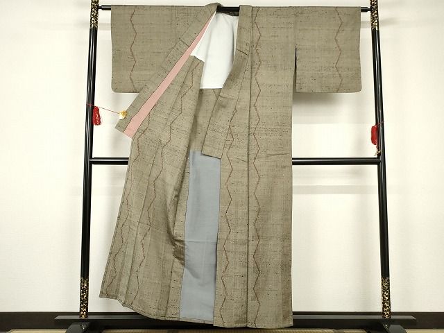 平和屋本店■希少 ざざんざ織 単衣 よろけ縞 正絹 逸品 KAAA1663kk4 - 平和屋