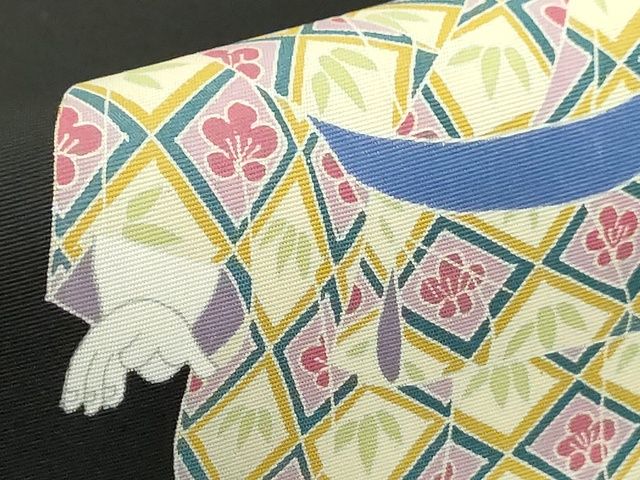 平和屋本店■極上 加賀友禅の巨匠 初代 由水十久 塩瀬 九寸名古屋帯 童子 黒地 正絹 逸品 未使用 KAAA1734kk4 - 平和屋