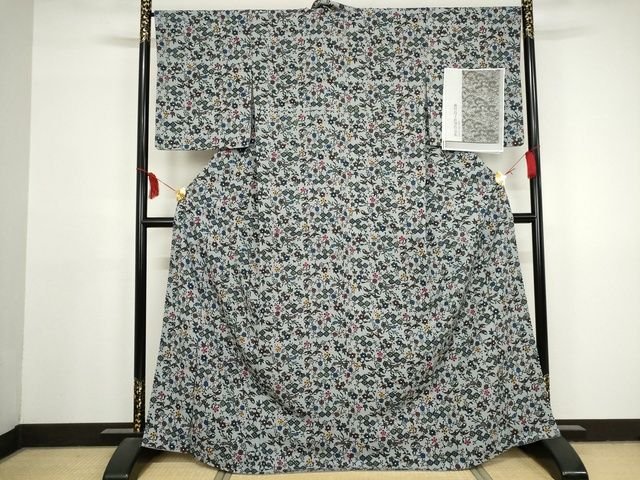 平和屋本店■希少 本場琉球紅型 藤村玲子 小紋 鶴に七宝貝散らし文様 冊子コピー付き 正絹 逸品 KAAA1745kk5 - 平和屋