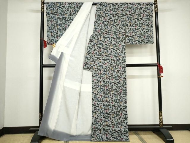 平和屋本店■希少 本場琉球紅型 藤村玲子 小紋 鶴に七宝貝散らし文様 冊子コピー付き 正絹 逸品 KAAA1745kk5 - 平和屋