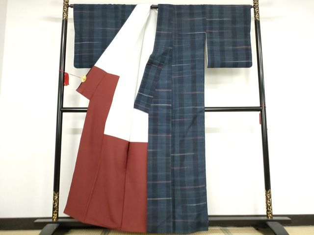 平和屋本店■極上 郡上紬 草木染 霞文 正絹 逸品 KAAA1761kk5 - 平和屋