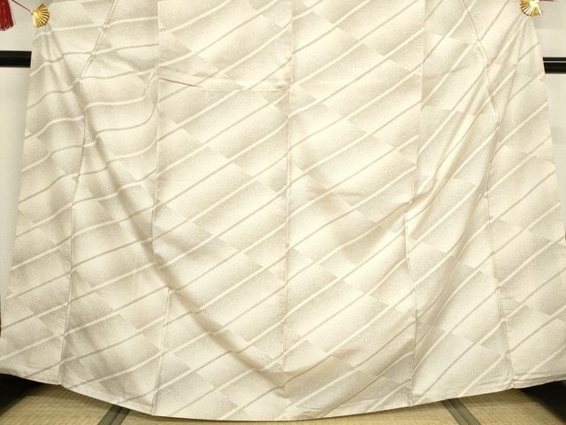 平和屋本店■極上 石川県指定無形文化財 牛首紬 白山工房 手織り 変わり斜縞 山口房子 証紙 やまと金ラベル 正絹 逸品 KAAA1763kk5 - 平和屋
