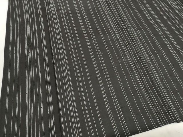 平和屋本店■極上 夏物 石川県指定無形文化財 夏牛首紬 白山工房 手織り 縞 黒地 証紙付き 正絹 逸品 KAAA1768kk5 - 平和屋