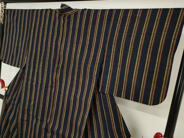 平和屋本店■極上 浦野理一 紬 縞 胴抜き仕立て 正絹 逸品 KAAA1775kk5 - 平和屋