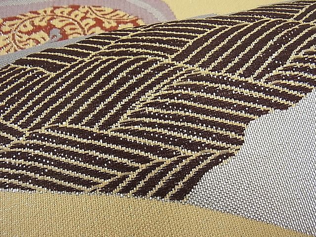 平和屋着物■六通柄袋帯 道長吉祥文 銀糸 逸品 kb1861