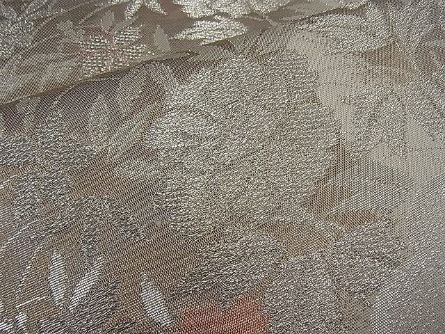 平和屋着物■六通柄袋帯 雲取り草花文 銀糸 逸品 kb1863