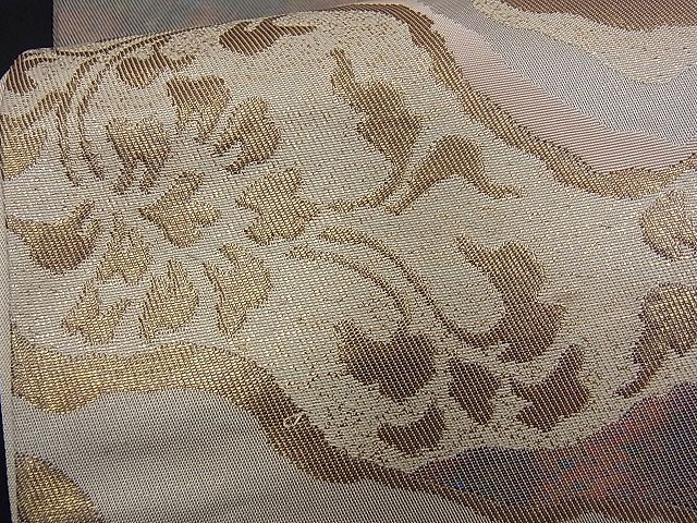 平和屋着物■六通柄袋帯 道長花文 金糸 逸品 n-kg1462