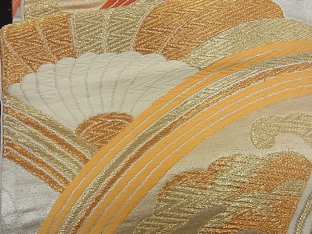 平和屋着物■六通柄袋帯 唐織 立波花青海波 金銀糸 逸品 n-kg1476