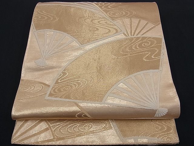 平和屋着物■六通柄袋帯 唐織 流水扇面文 金糸 逸品 n-kg1501