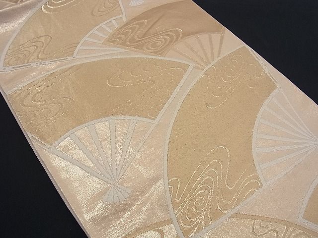 平和屋着物■六通柄袋帯 唐織 流水扇面文 金糸 逸品 n-kg1501