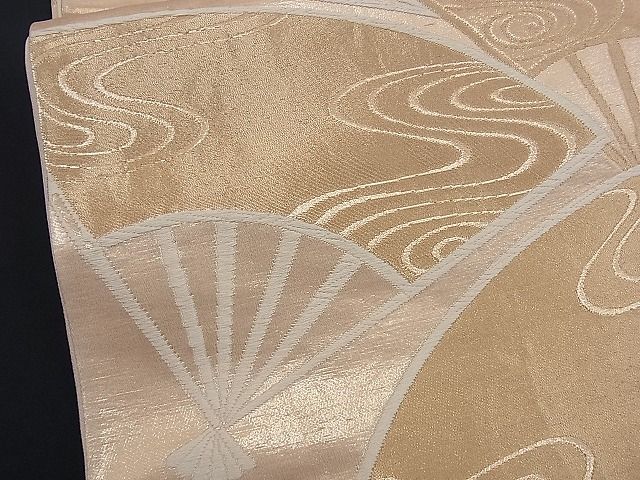 平和屋着物■六通柄袋帯 唐織 流水扇面文 金糸 逸品 n-kg1501