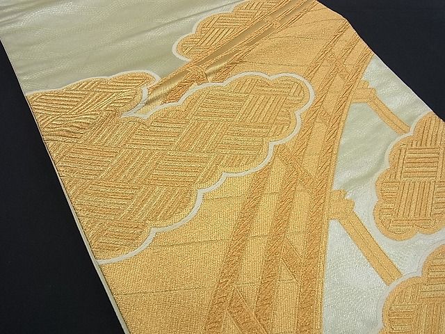 平和屋着物■六通柄袋帯 唐織 雲取り渡橋文 金糸 逸品 n-kg1502