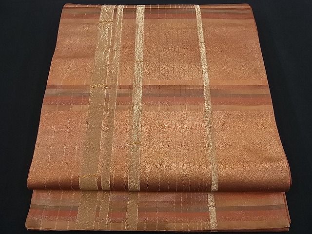 平和屋着物■六通柄袋帯 駒刺繍 吉祥竹間道 金糸 逸品 n-kg1523