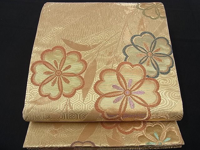 平和屋着物■六通柄袋帯 枝垂れ花文 金糸 逸品 n-kg1538
