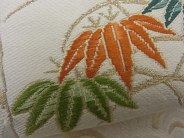 平和屋着物■六通柄袋帯 唐織 色紙重ね万寿菊 金銀糸 逸品 n-kg1562