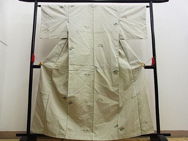 平和屋着物■上質なお召 鳥居 毘沙門亀甲 逸品 n-kg2411