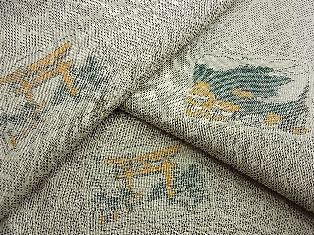 平和屋着物■上質なお召 鳥居 毘沙門亀甲 逸品 n-kg2411