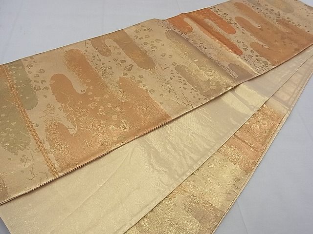 平和屋着物■佐賀錦 六通柄袋帯 ヱ霞吹き寄せ箔散らし 金糸 逸品 n-kg2479