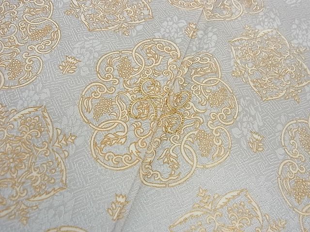 平和屋本店▽極上 訪問着 単衣 駒刺繍 宝相華 月白色地 金彩 逸品 DZAA0475kh4