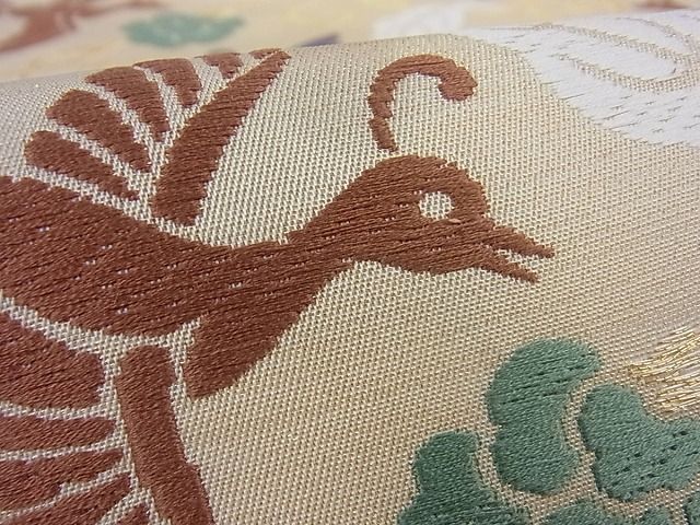 平和屋本店●極上 俵屋 人間国宝 喜多川平朗 有職織物 六通柄袋帯 鳳凰文 金糸 正絹 逸品 kk589