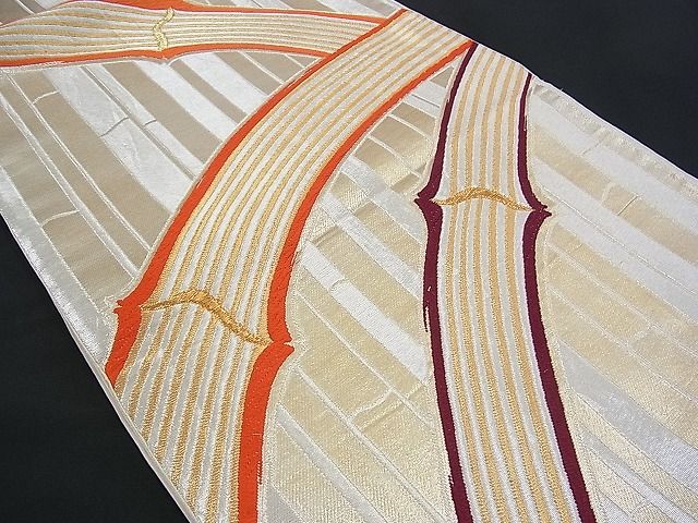 平和屋着物■六通柄袋帯 唐織 群竹文 金銀糸 逸品 n-kv0919