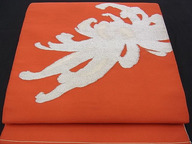 平和屋着物■八寸名古屋帯 綴れ 菊 銀糸 逸品 n-kv1017